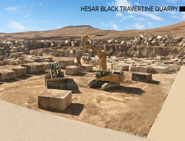 hesar black travertine quarry 1
